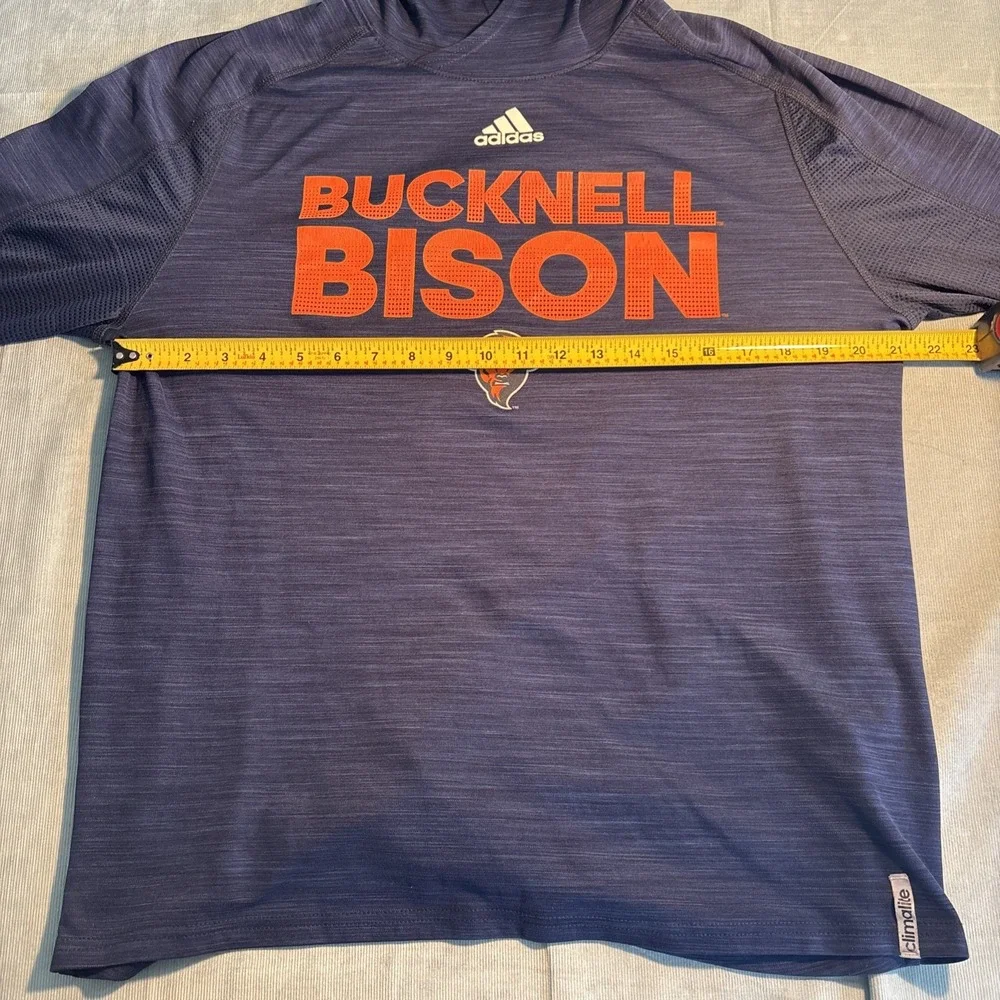 Adidas Bucknell Bison Mens Large Navy Blue Climalite Long Sleeve Hoodie Shirt